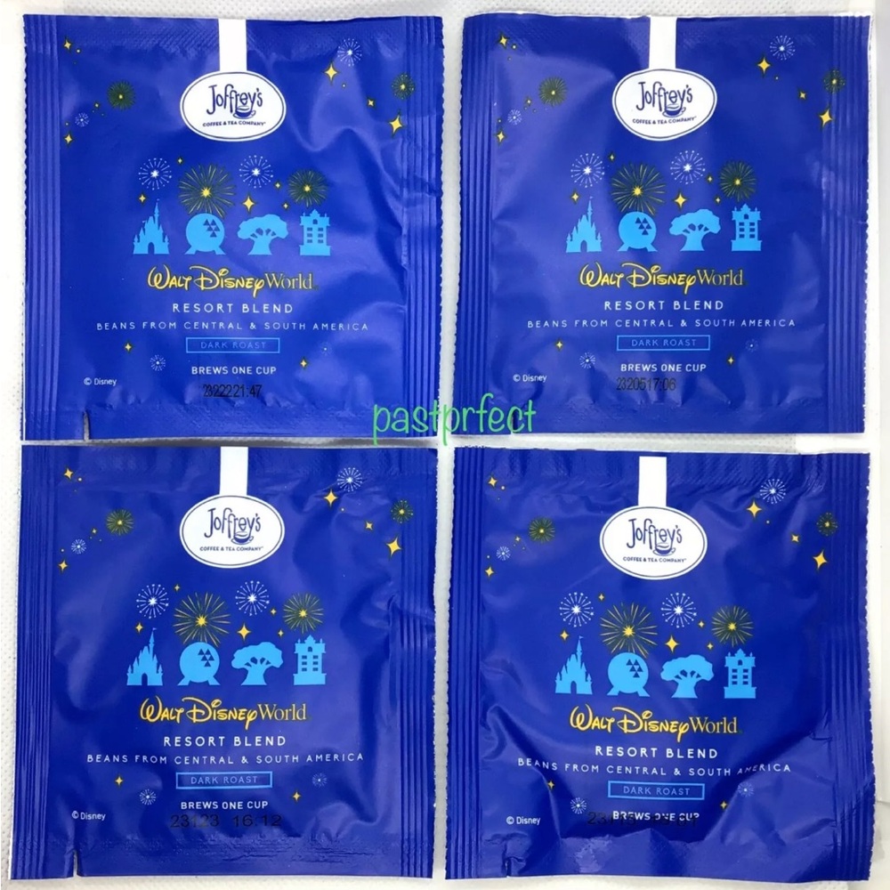 Disney Joffrey Coffee 1 Cup Packet Dark Roast Regular WDW Resort Blend (4) packs